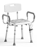 soundfuse Shower Chair for Inside Shower with Arms and Back, Aluminum Frame