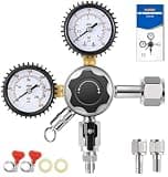 Hilangsan CO2 Regulator for Kegerator CO2 Regulator Beer Keg Regulator CO2 Kegerator Regulator CGA-320 Co2 Tank Regulator Dual Stage CO2 Regulator Kegerator Parts Draft Beer Regulator Gauges