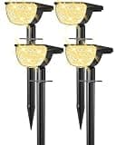 GKGG Solar Lights Outdoor Waterproof IP65, Solar Powered 76 LED 3 Lighting Modes Solar Spot Lights Outdoor for Yard Garden Landscape Pathway (Warm White, 4 Pack)