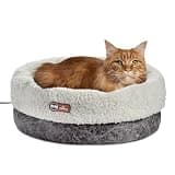 K&H Pet Products Heated Cat Bed Indoor, Thermo-Snuggle Cup Bomber Soft Heated Pet Bed for Large Indoor Cats and Small Dogs, Machine Washable, Waterproof Heated Pad, Safety Listed - 18 X 14in Gray