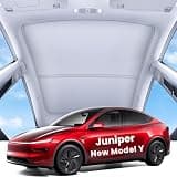 REEVAA 2026 Upgraded Tesla Model Y New (Juniper) Sunshade Roof [No Gaps, No-Sagging] Model Y Accessories Heat Insulation Foldable Glass Sunroof Cover for Model Y Juniper 2025-2026, 2PCS, Gray