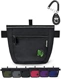 Gobeigo Dog Treat Pouch and Training Clicker, Upgrade Two Magnetic Closure to Prevent Spills, 2 Cup Treat Bag with Poop Bag Dispenser, Metal Clip Waist Belt Fanny Pack for Pet Walk (Black)