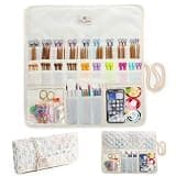 MYBAGZING Knitting Needle Organizer Case Up to 14”, Rolling Storage for Straight & Circular Knitting Needles, Crochet Hook Organizer Bag, Knitting Notions Case, Foldable Travel Needle Holder(BAG ONLY)