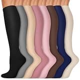 Copper Compression Socks 15-20 mmHg for Men & Women 8 Pairs – Circulation Support for Nurses,Travel,Running,Hiking,Soccer,Gifts,Pregnant,Flying,Knee High Compression Socks(S/M)