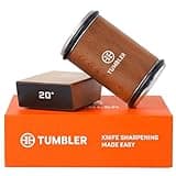 The Original Tumbler Rolling Knife Sharpener™ - Knife Sharpening Made Easy - Rolling Knife Sharpener Tool for Kitchen Knives - Knife Sharpener Kit Offers 15 & 20 Degree Sharpening (Wood)