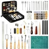FifthQuarter Leather Tooling Kit: 458 Pcs Essential Leather Working Tools and Supplies for Starter with Guide Craft Tool Kits with Organizer for Stamping | Cutting | Stitching | Carving