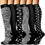 BLUEENJOY Copper Compression Socks for Women & Men (6 pairs) - Best Support for Nurses, Running, Hiking, Recovery