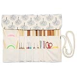 Teamoy Knitting Needles Holder Case(up to 14 Inches), Rolling Organizer for Straight and Circular Knitting Needles, Crochet Hooks and Accessories, Tree - NO Accessories Included