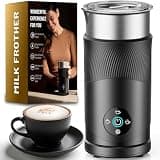 𝟔𝟓%𝐨𝐟𝐟 Large Capacity Milk Frother: 4-in-1 Electric Milk Steamer 350ml, 7700RPM High Speed, 120s Fast Frothing, 𝐇𝐨𝐭 & 𝐂𝐨𝐥𝐝 Foam Maker, Helpful Stainless Steel for Latte - Grayish Black
