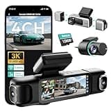BOTSLAB 3K 4 Channel Dash Cam, 360° All-Around View, Front/Rear/Inside Car Cameras with 3.18" Touch Screen, Dash Camera 24/7 Parking Mode, Built-in GPS, 5.8GHz WiFi, Voice Control, 128GB Card Included