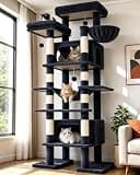 Globlazer XXL Giant Cat Tree, 83 Inch Heavy Duty Tall Cat Tower for Indoor Cats Large Adult, Multi-Level Large Cat Condo with 8 Scratching Posts, Hammock, 2 Cat Caves, 2 Platform, F83B, Dark Grey