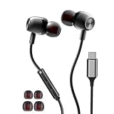 USB C Headphones for Samsung S26 S25 S24 S23 FE S22 S21 S20 A53 A54 Wired Earbuds Metal in-Ear Type C Earphone with Microphone Volume Control Bass Stereo for iPhone 17/16/15 Pro Max
