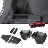 KUNIST 2PCS Rear Trunk Storage Bins with Lids for Tesla Model Y Juniper 5 Seater,TPE Side Cargo Organizer Boxes Rear Trunk Containers for New Tesla Model Y 2025-2026 Accessories