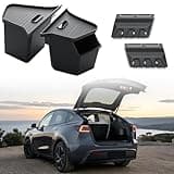 GEEDAR Tesla Model Y Juniper Trunk Organizer Set, 2 Trunk Storage Bins with TPE Lid + 2 Rear Trunk Organizer Hooks, Rear Trunk Side Storage Box for Model Y Juniper 2025 2026 Interior Accessories