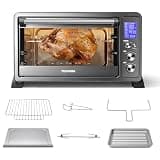 TOSHIBA 10-in-1 Convection Toaster Oven, 6-Slice Countertop Oven, 1500W with Toast, Bake, Broil, Rotisserie & Pizza Functions, LCD Knob Controls, 6 Accessories, Black Stainless Steel