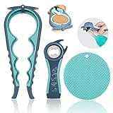 Jar Opener for Weak Hands, Seniors with Arthritis, 5 in 1 Multi Function Bottle Opener Lid Opener For Arthritic Hands with Non Slip Rubber Jar opener Gripper Pad(blue)